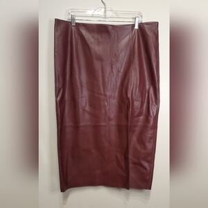 55. NWT - Forever 21 Midi Faux Leather Pencil Skirt - Burgundy